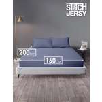 Простыня Mrs.Stretch Mr.Jersy Индиго 160 x 200 см на резинке