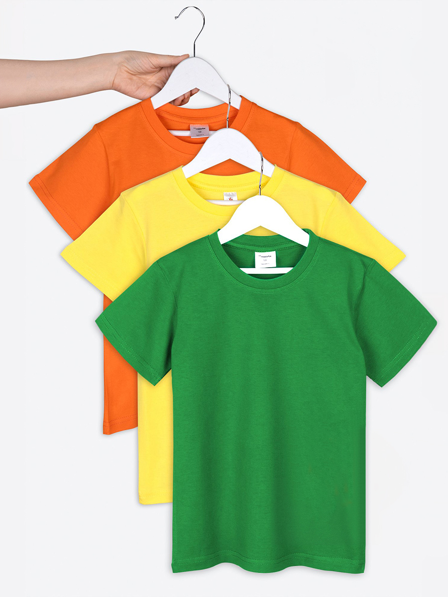 Футболка 3 шт HappyFox HF5501N3оранжевый.желтый.зеленый - фото 1