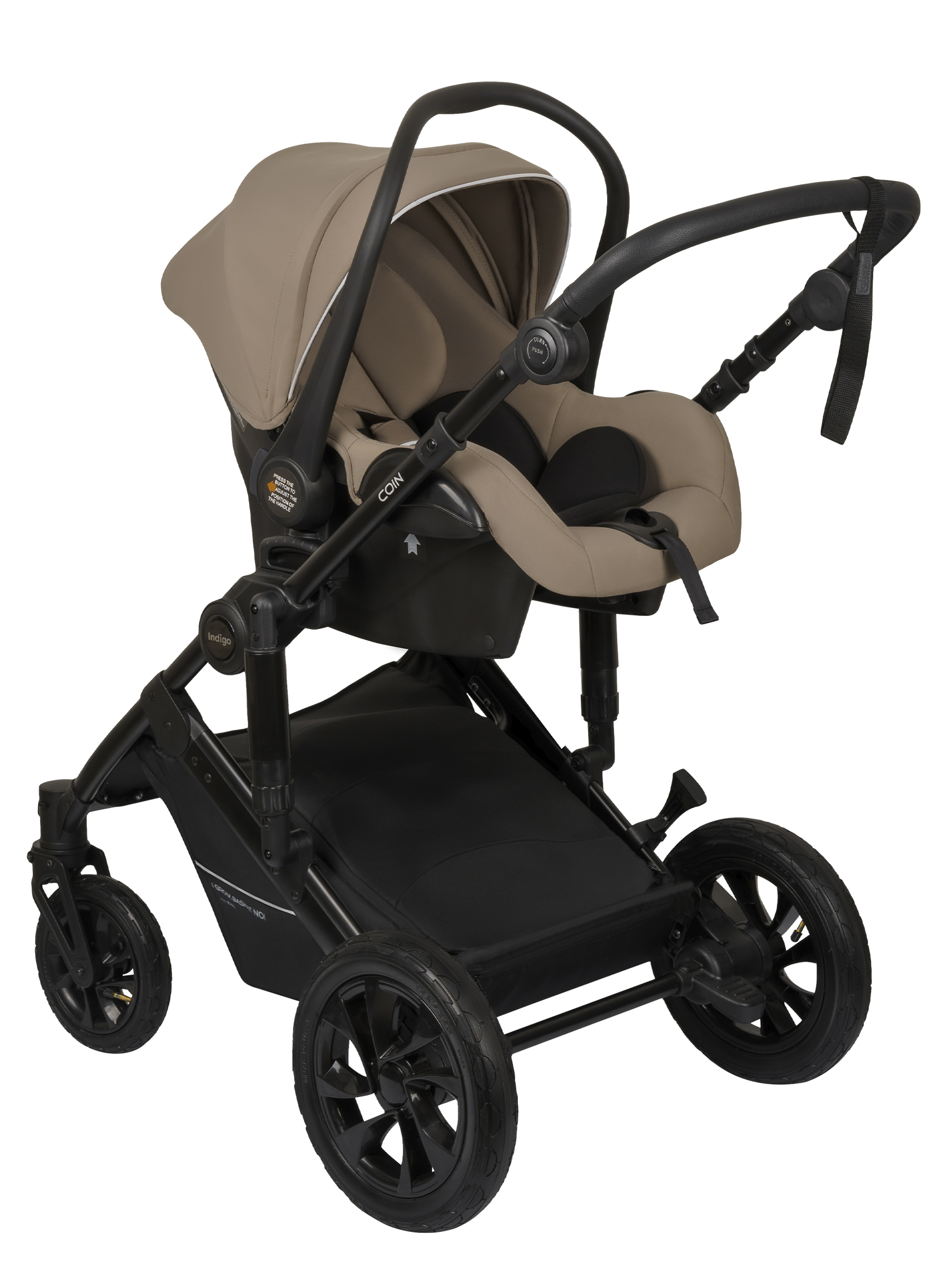 Коляска 3в1 Indigo Coin темно-бежевый - фото 6