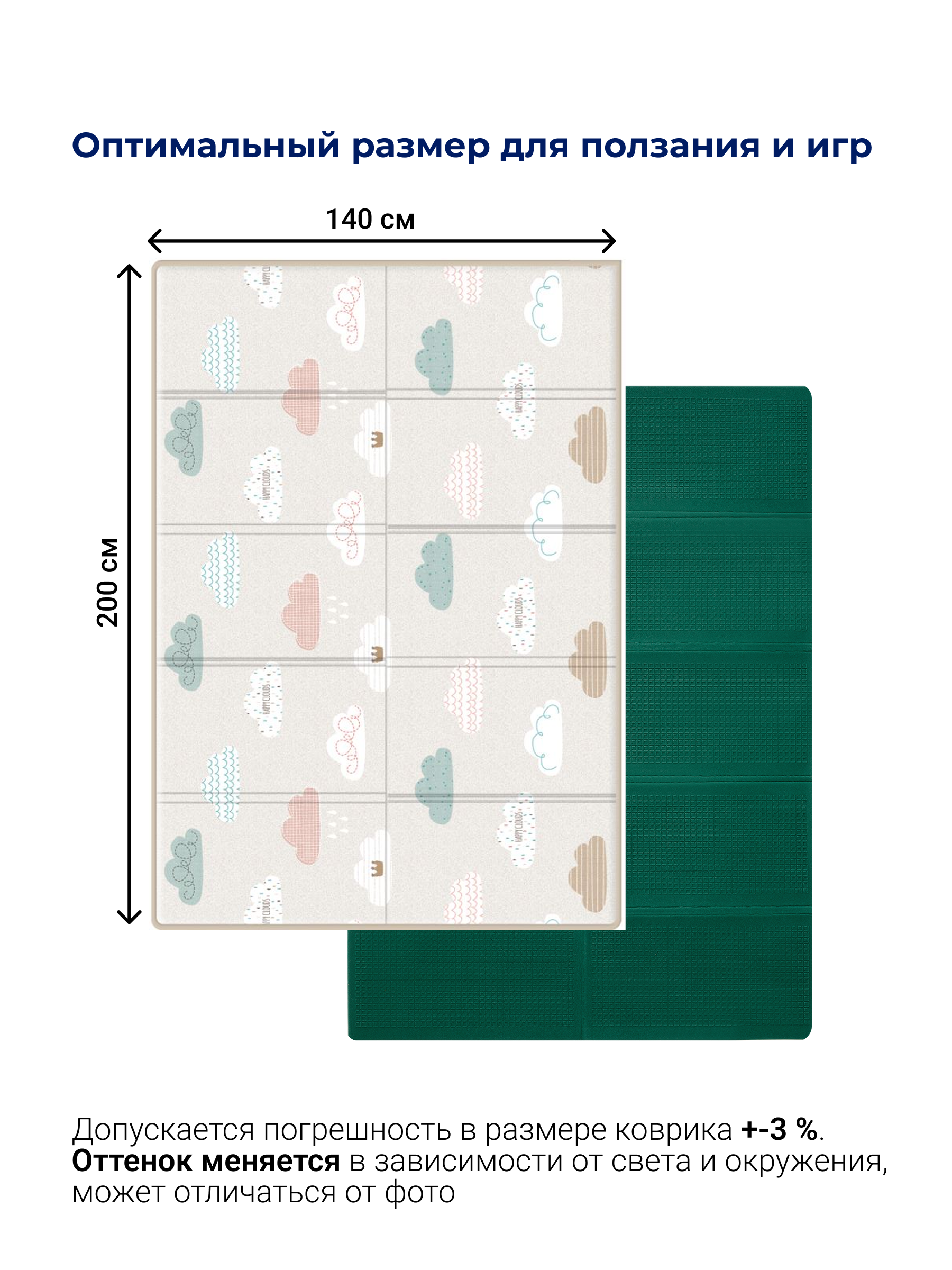 Детский складной коврик Parklon Облачка 140 x 200 см - фото 4