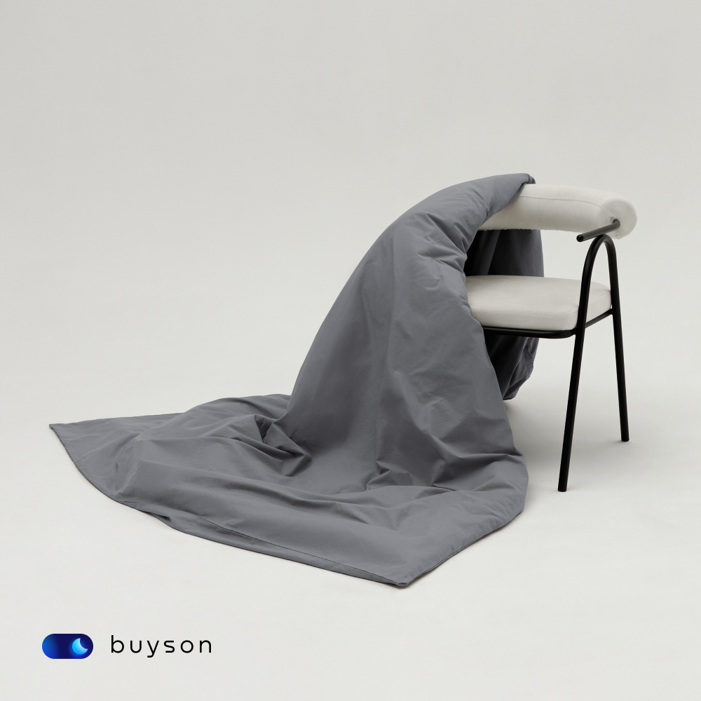 Пододеяльник buyson BuyDream 145х215 см, хлопок (поплин) графит - фото 6
