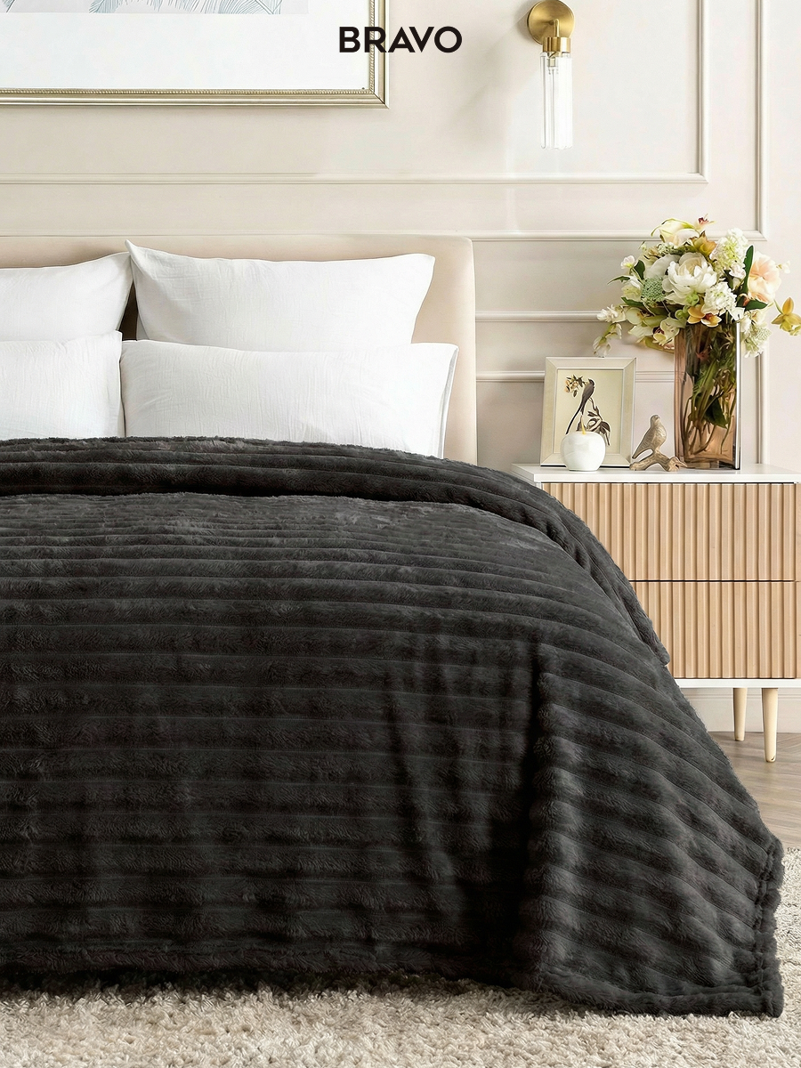 Покрывало BRAVO Волна коричневый 150 x 200 см велсофт - фото 4