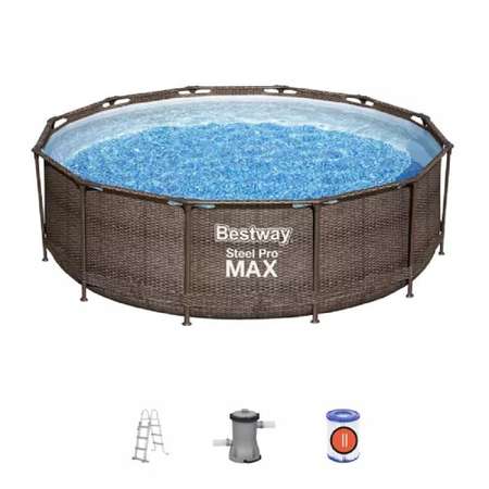Бассейн каркасный Bestway 366 см на 100 см Steel Pro Max фильтр-насос лестница 9150 л
