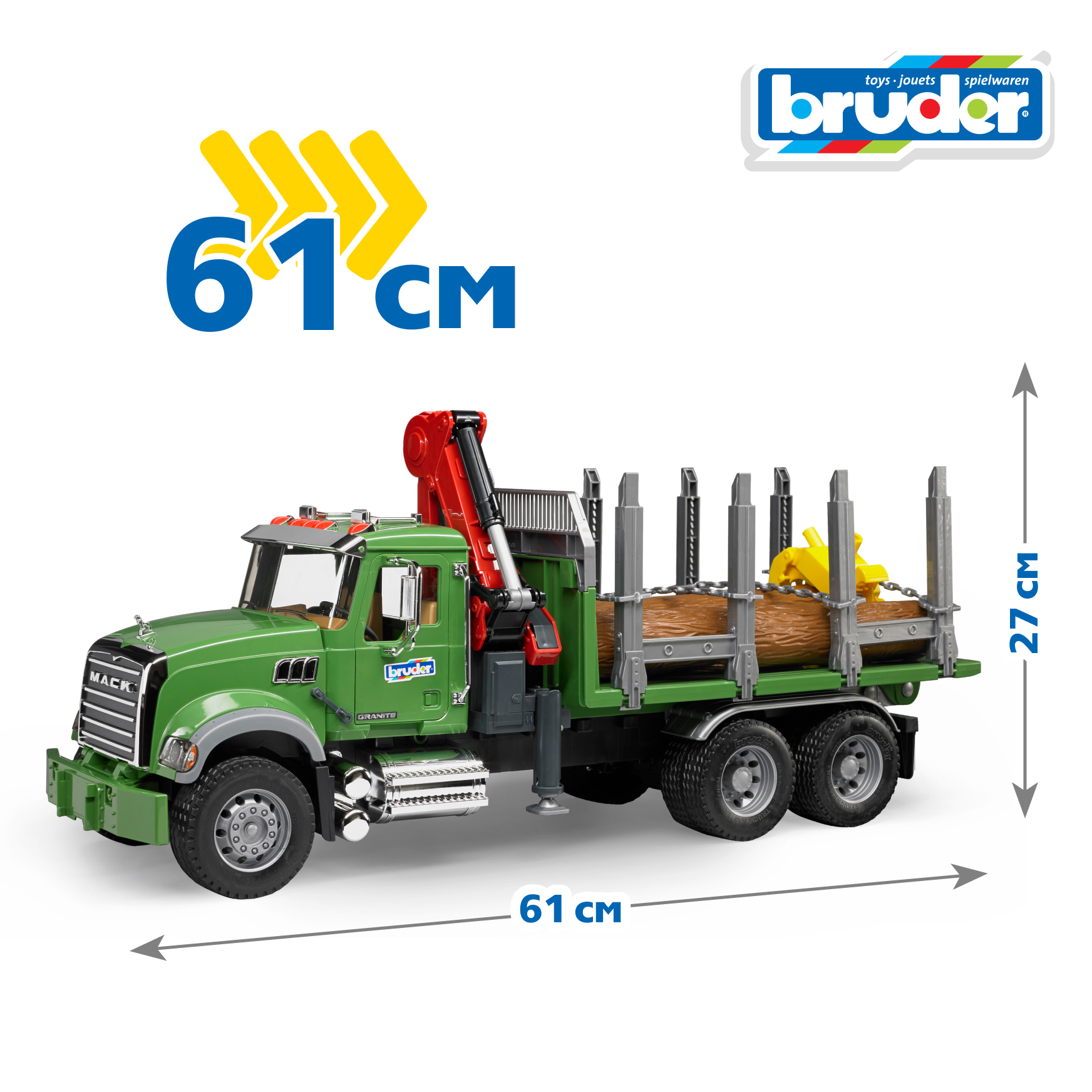 Грузовик Bruder MACK с портативным краном 1:16 02-824 - фото 2