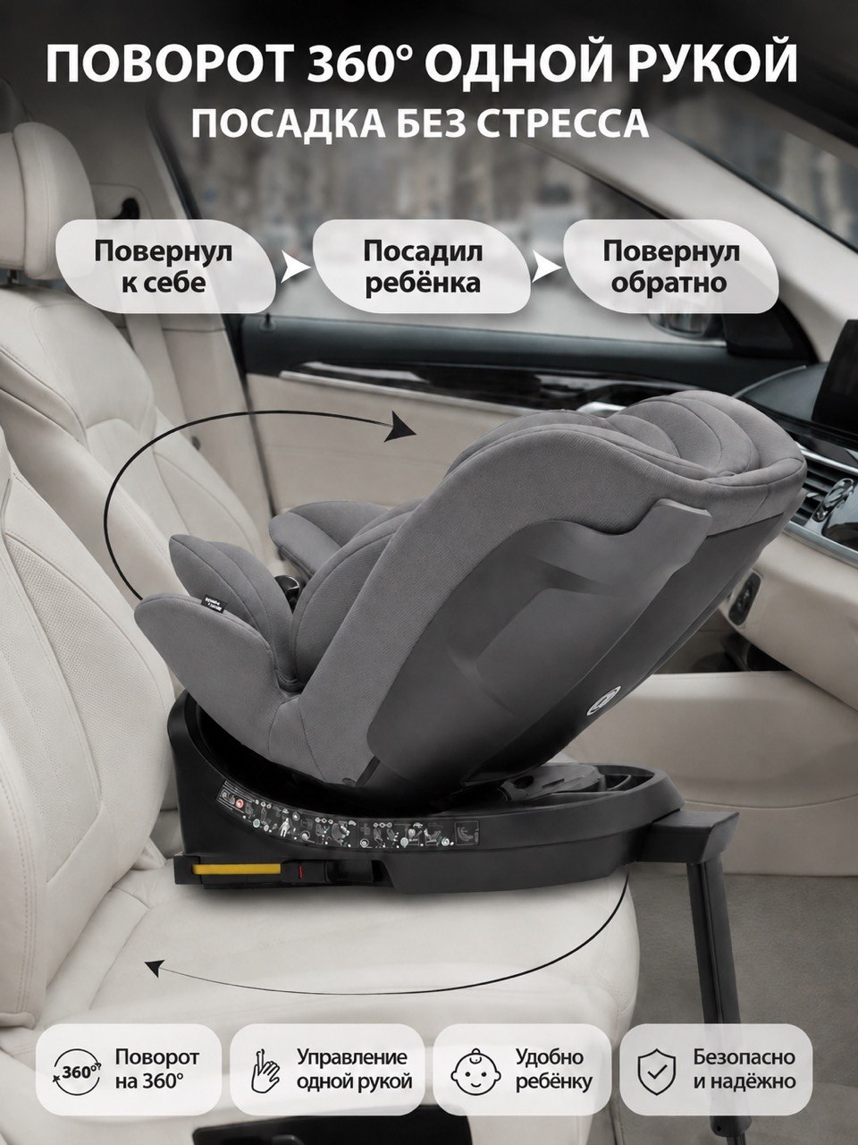 Автокресло agex Grow i‑Size Isofix 0+/1/2/3 (0-36 кг) серый - фото 3