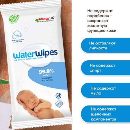 Влажные салфетки WaterWipes 6 упак. 28 шт.