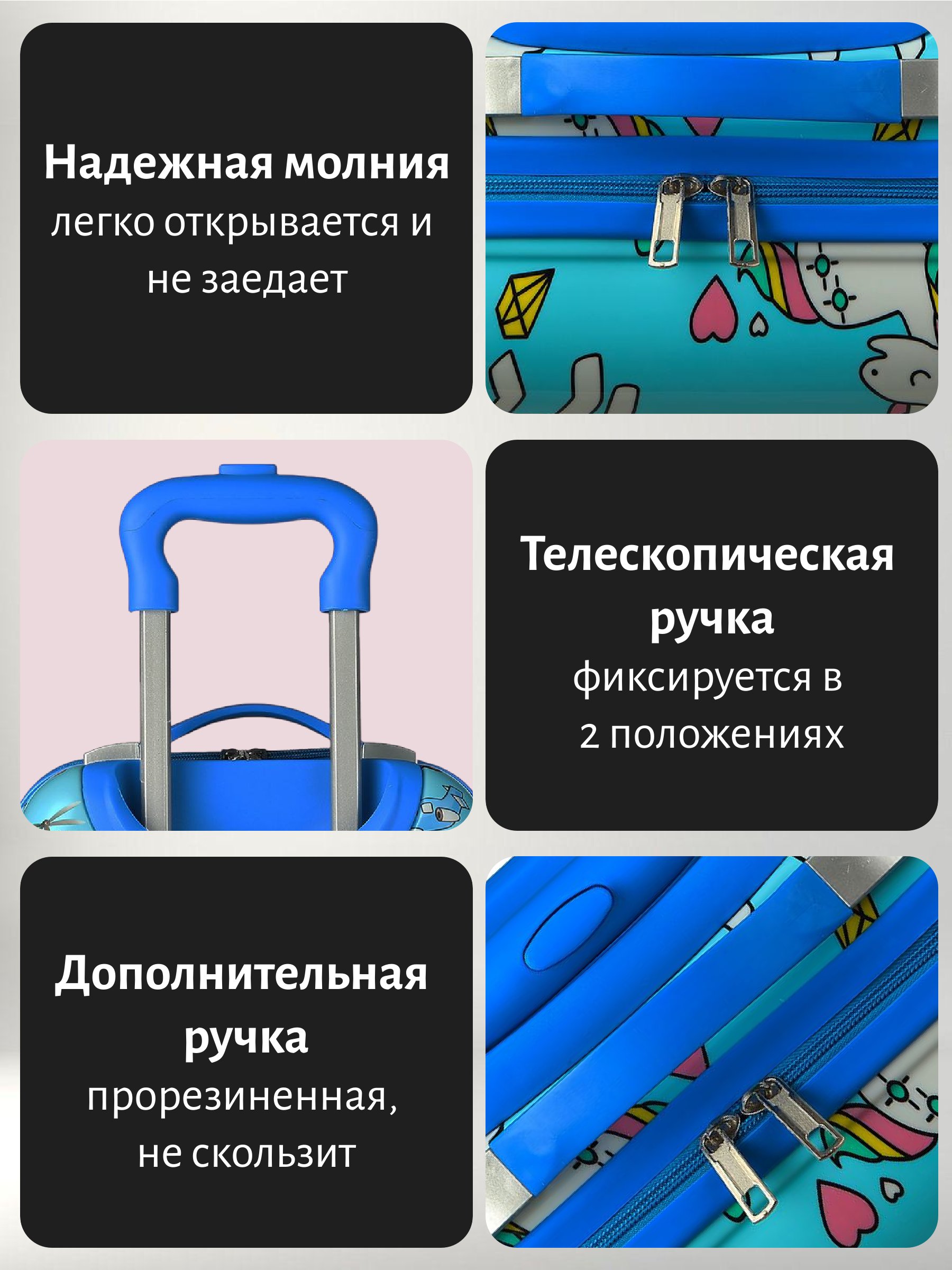 Чемодан LATS Милые единороги+поясная сумка - фото 7
