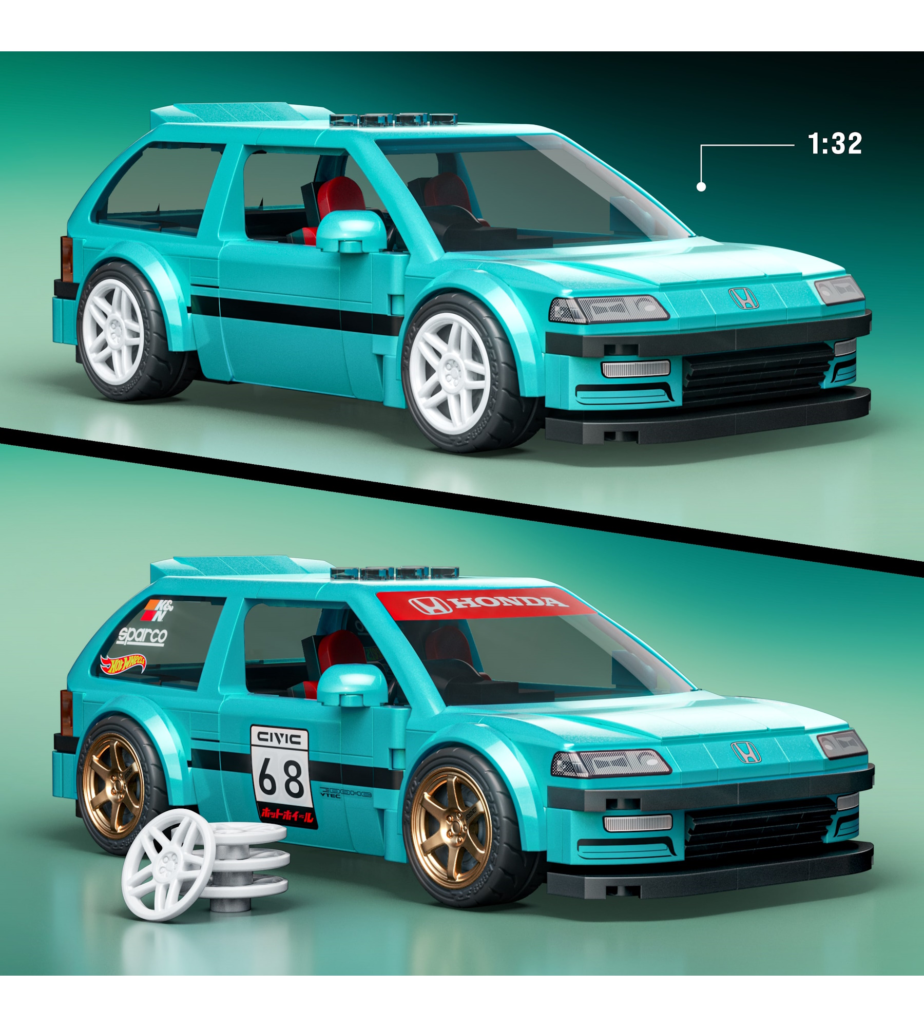 Конструктор Brick Shop Honda Civic EF Custom 90 248 дет. - фото 2