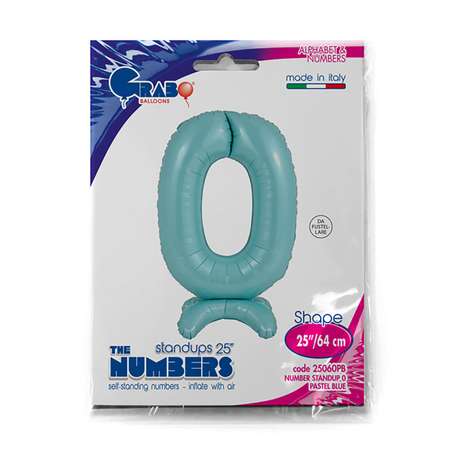 Шар GRABO Цифра 0 фольгированный Pastel-Blue 1207-4264