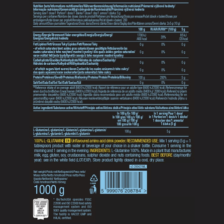 L-глутамин BiotechUSA 100% L-glutamine 1000 г
