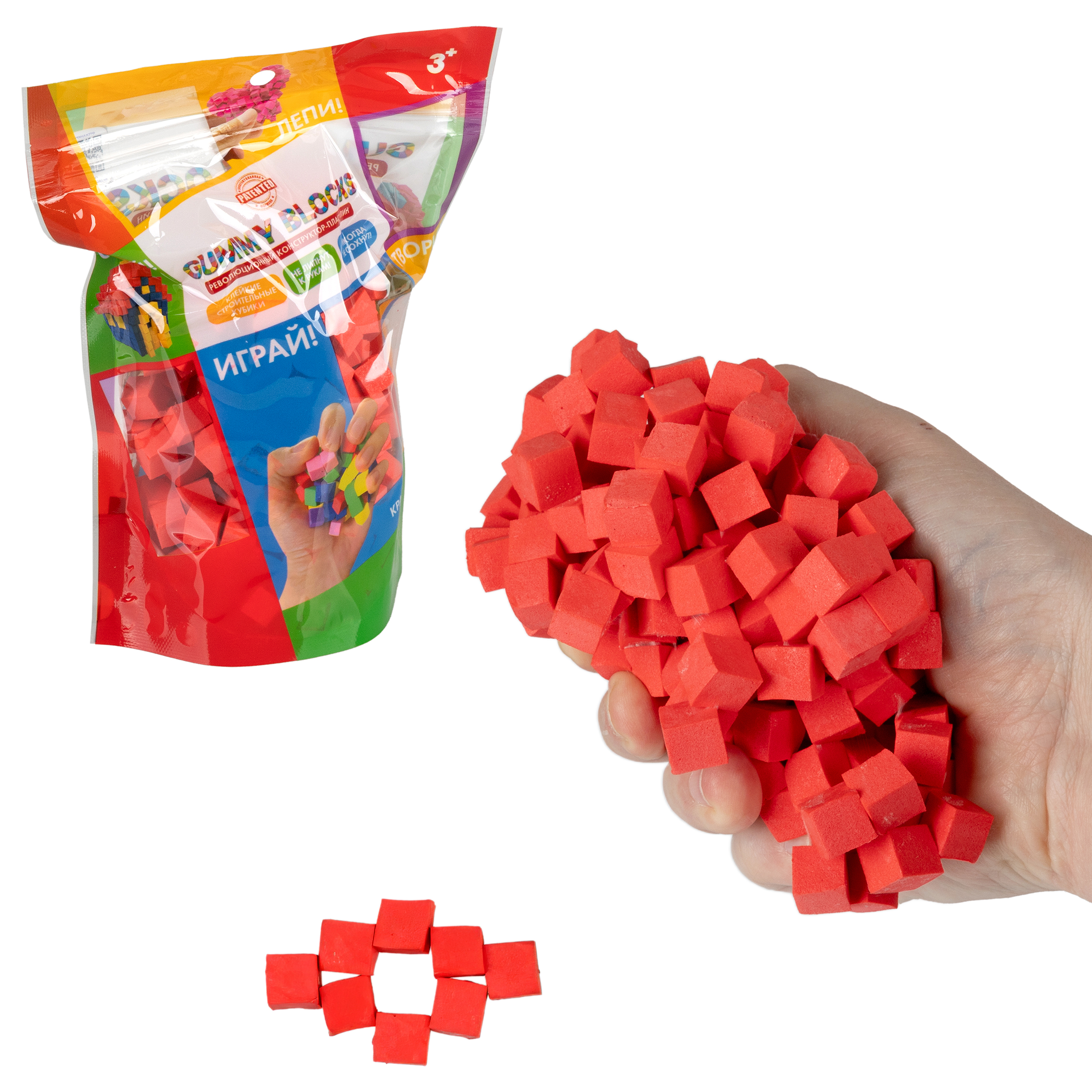 Пластилин 1TOY конструктор на липучках легкий 3 цв. - фото 10