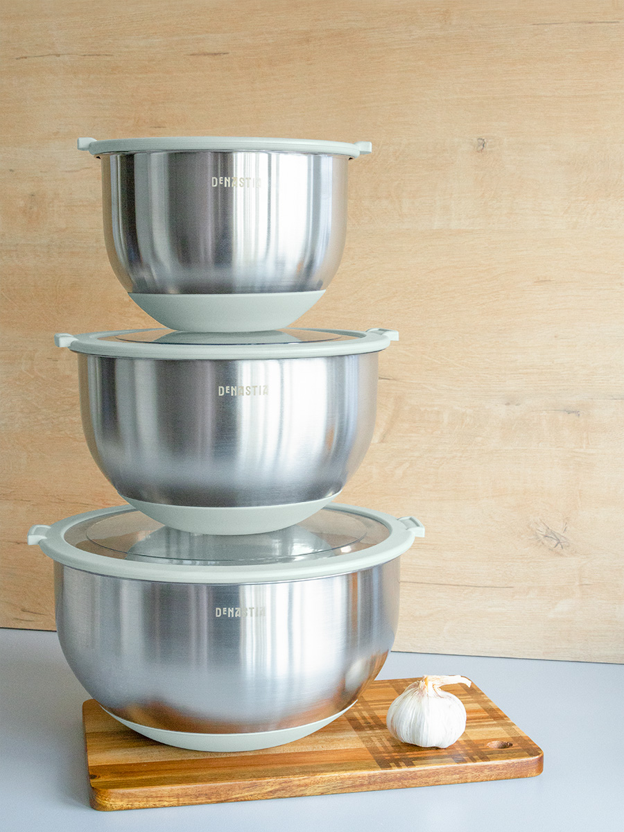 Миска DeNASTIA с прозрачной крышкой 1.5 л нерж.сталь ментол A000340 - фото 8