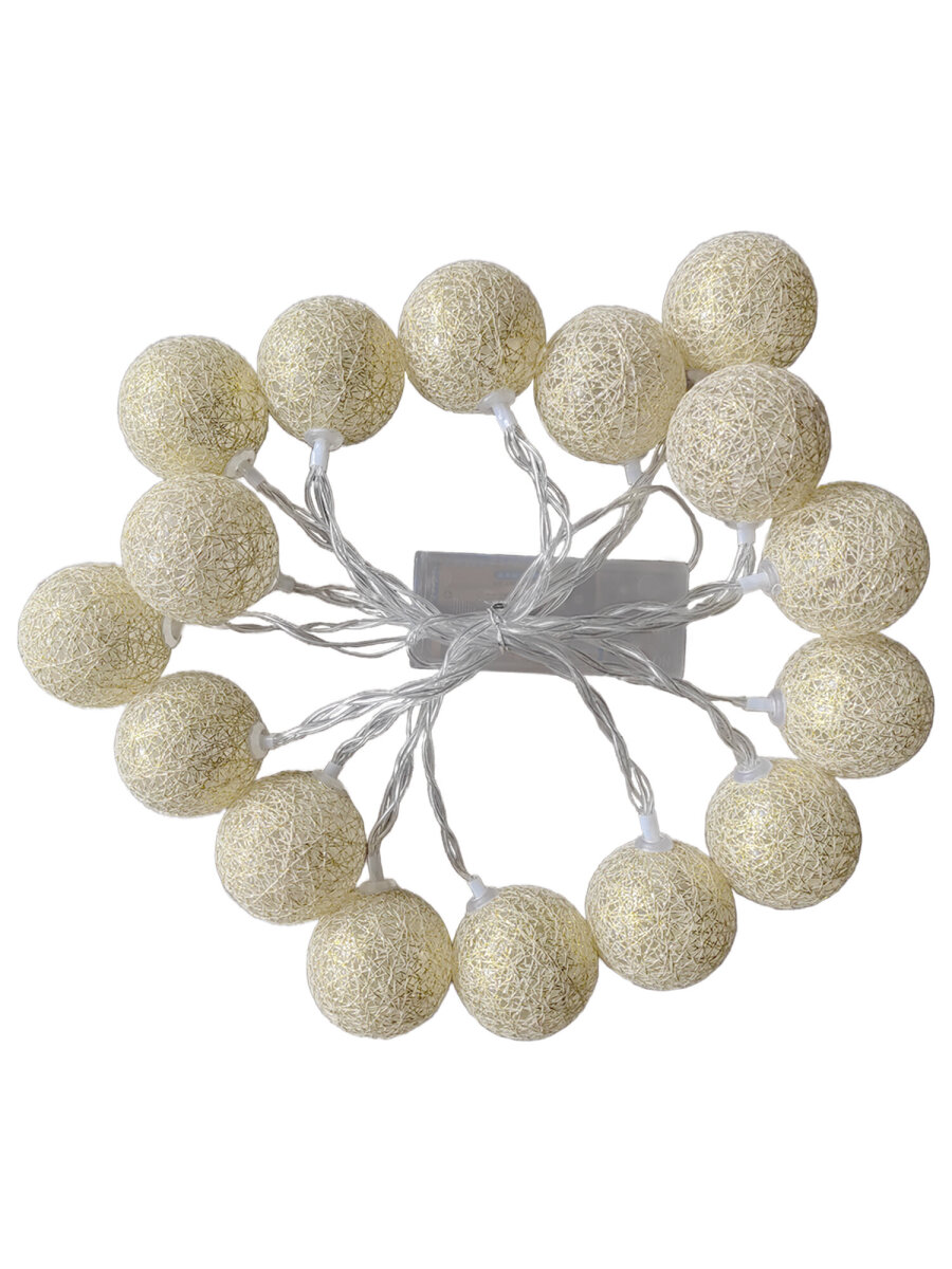 Гирлянда нить новогодняя Золотая сказка интерьерная для дома и на елку Шарики на батарейках светодиодная - фото 7