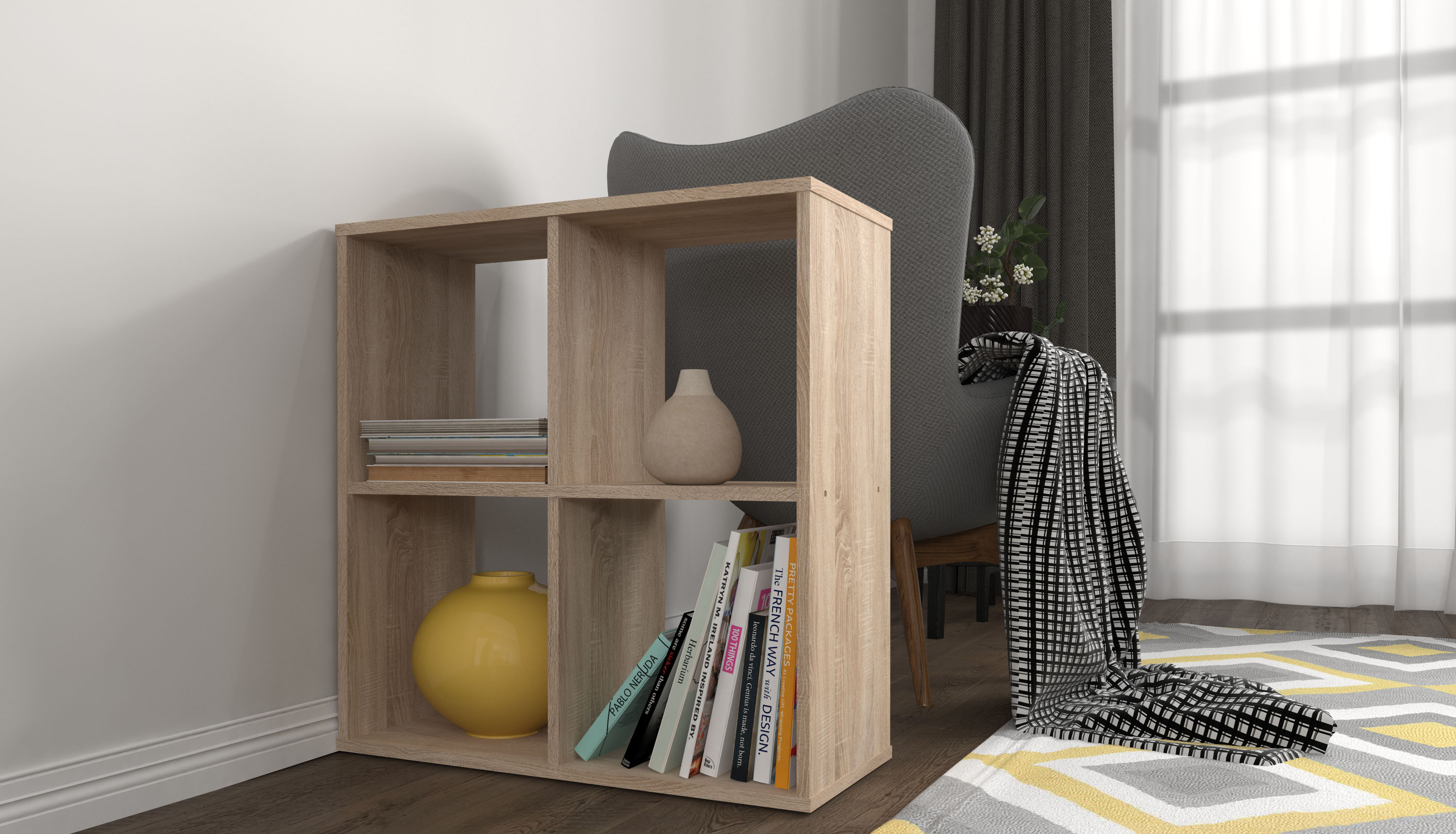 Стеллаж для игрушек и книг Polini Home Smart 4 секции дуб - фото 7