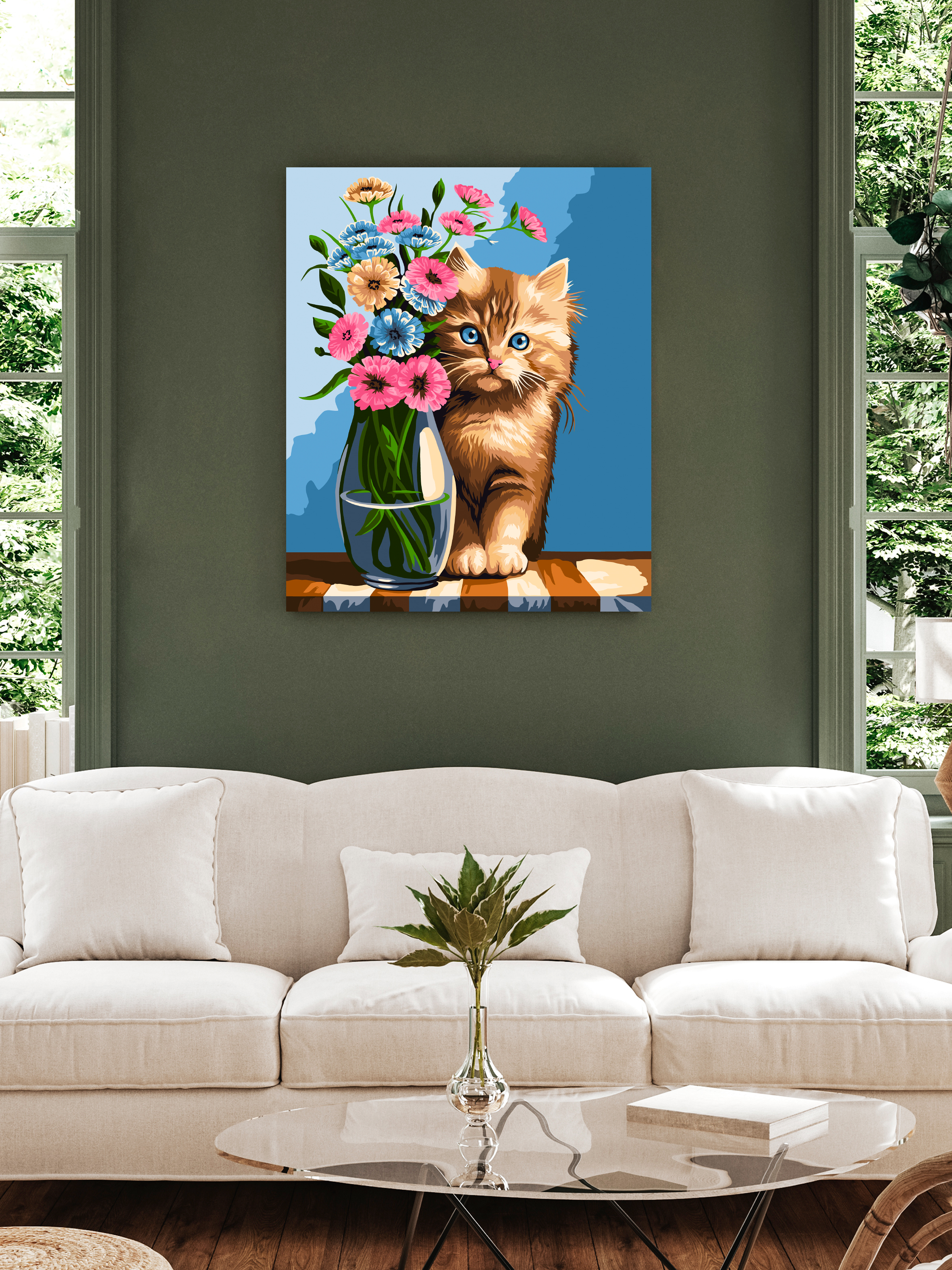 Картина по номерам Art sensation Цветочный мурлыка - фото 3