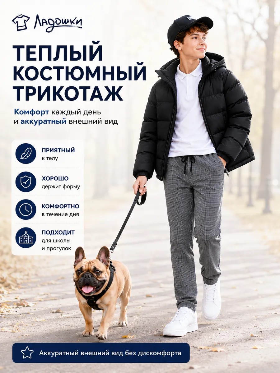 Брюки ЛАДОШКИ Брюки Герман серая клетка - фото 3