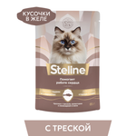 Корм для кошек Steline 85г для стерилизованных треска-креветки и ламинария в желе
