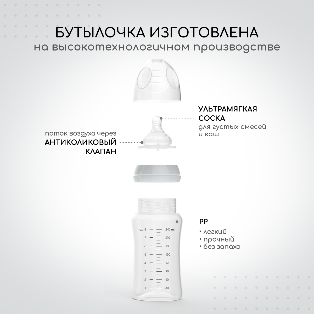 Бутылочка Miyoumi Anti-Colic 240 мл 2 шт. - фото 3