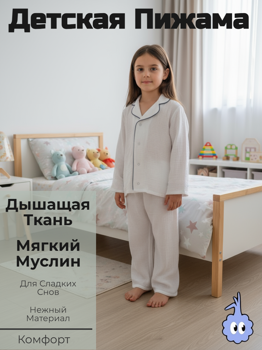 Пижама КВАРК лук пижама-муслин-белый - фото 2