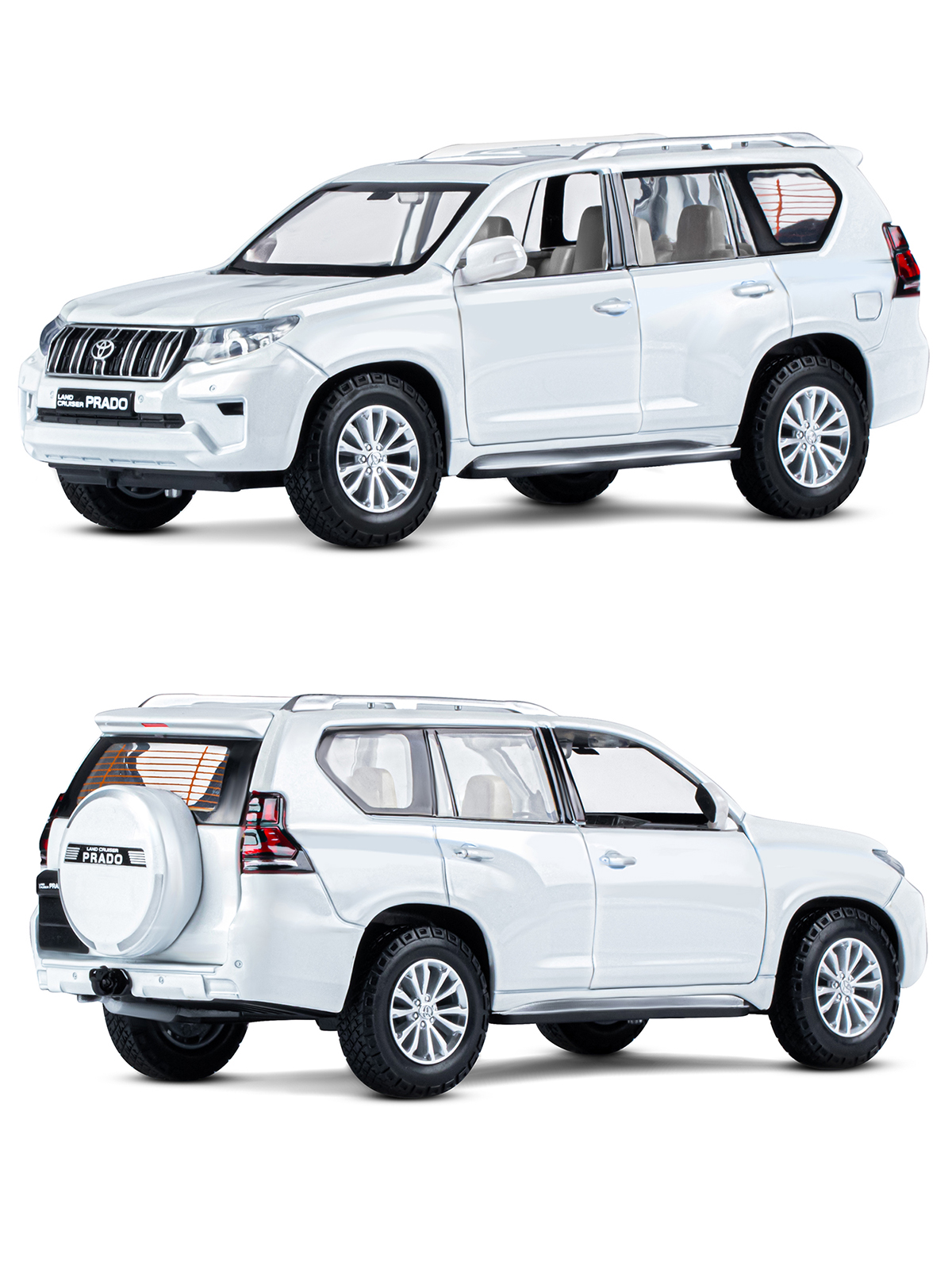 Внедорожник АВТОпанорама Toyota Land Cruiser Prado 1:24 белый JB1251506 - фото 8