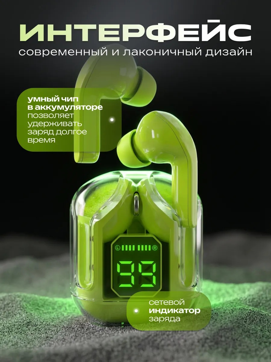 Наушники TWS More Choice Green - фото 2