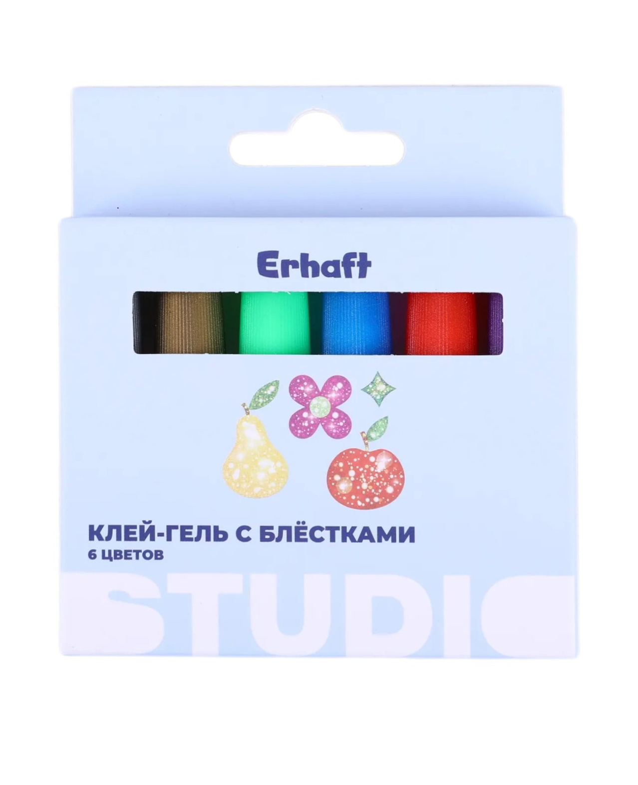 Изображение товара Клей канцелярский Erhaft с блестками набор 6 шт по 6 мл Изображение товара Клей канцелярский Erhaft с блестками набор 6 шт по 6 мл