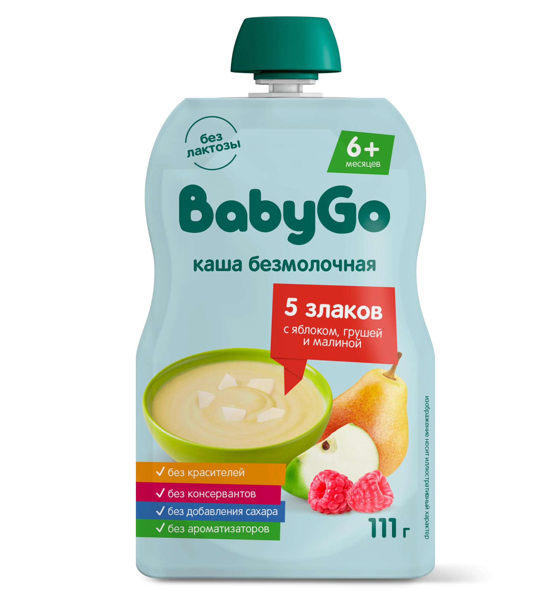 Каша безмолочная BabyGo 5 злаков с фруктами 111г с 6 месяцев - фото 1
