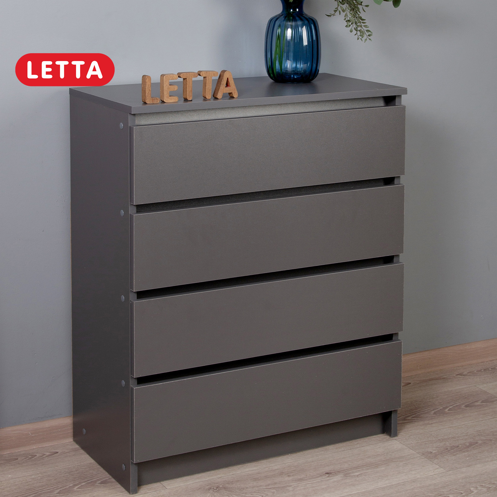 Комод LETTA City 4 ящика Серый Графит 700х867х354 - фото 1