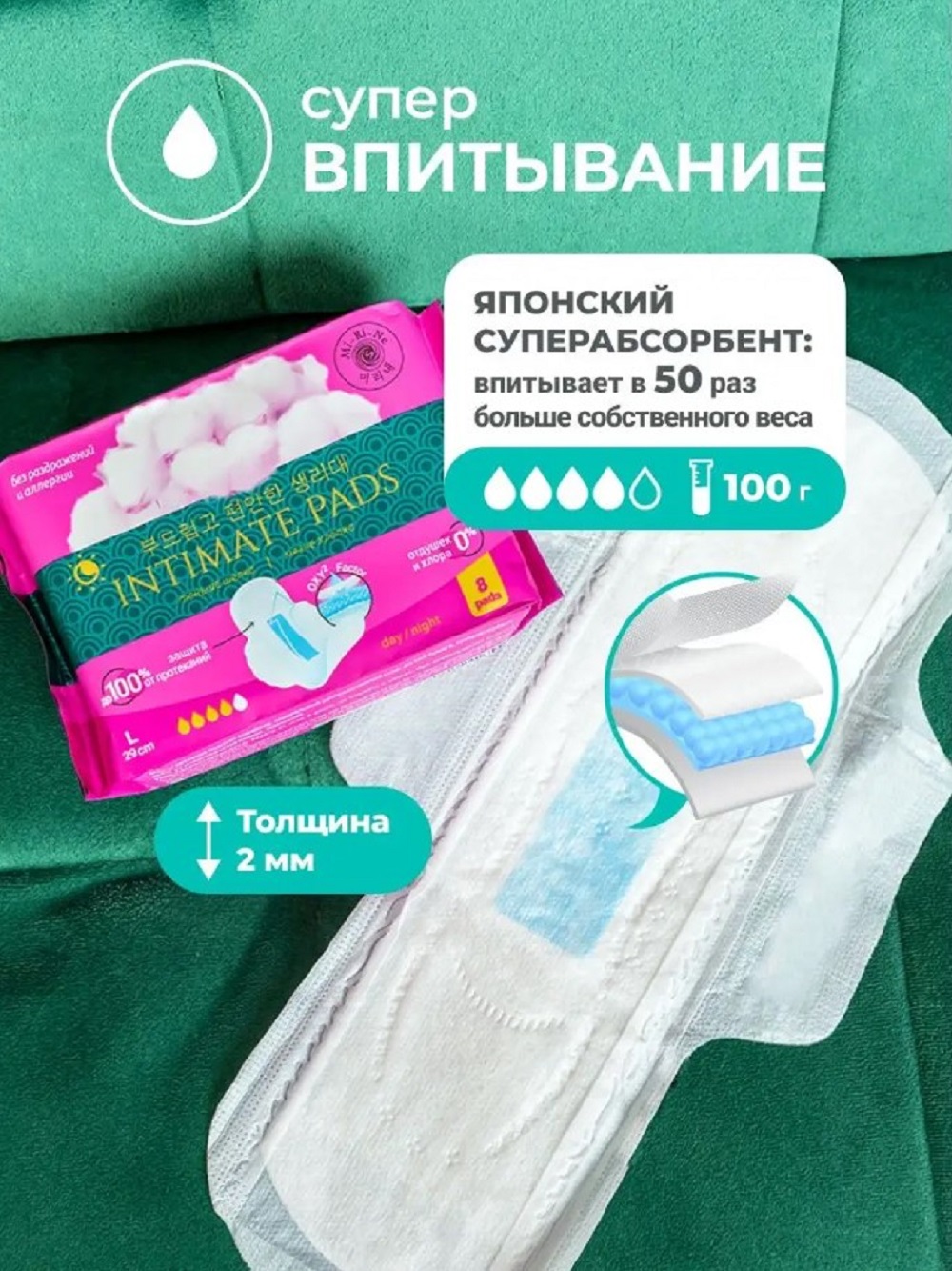 Гигиенические женские прокладки Mi-Ri-Ne Mi-Ri-Ne Быстро впитывающие прокладки - фото 6