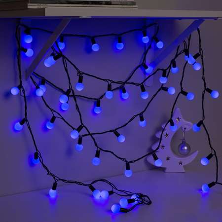 Гирлянда Luazon «Нить» «Шарики 2.5 см» IP44 тёмная нить 100 led свечение синее 8 режимов 220 В
