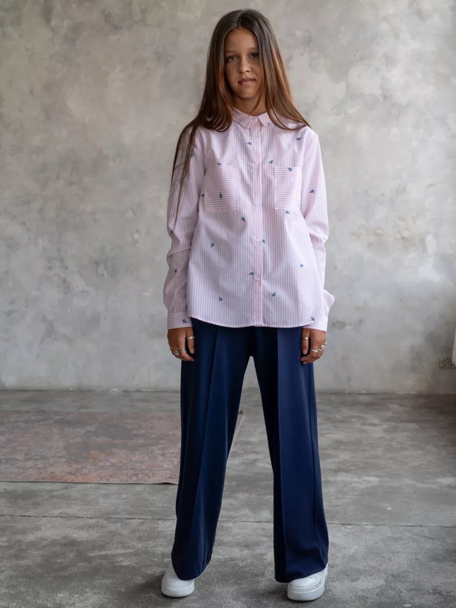 Рубашка TForma MD8188_розовая_полоска - фото 12