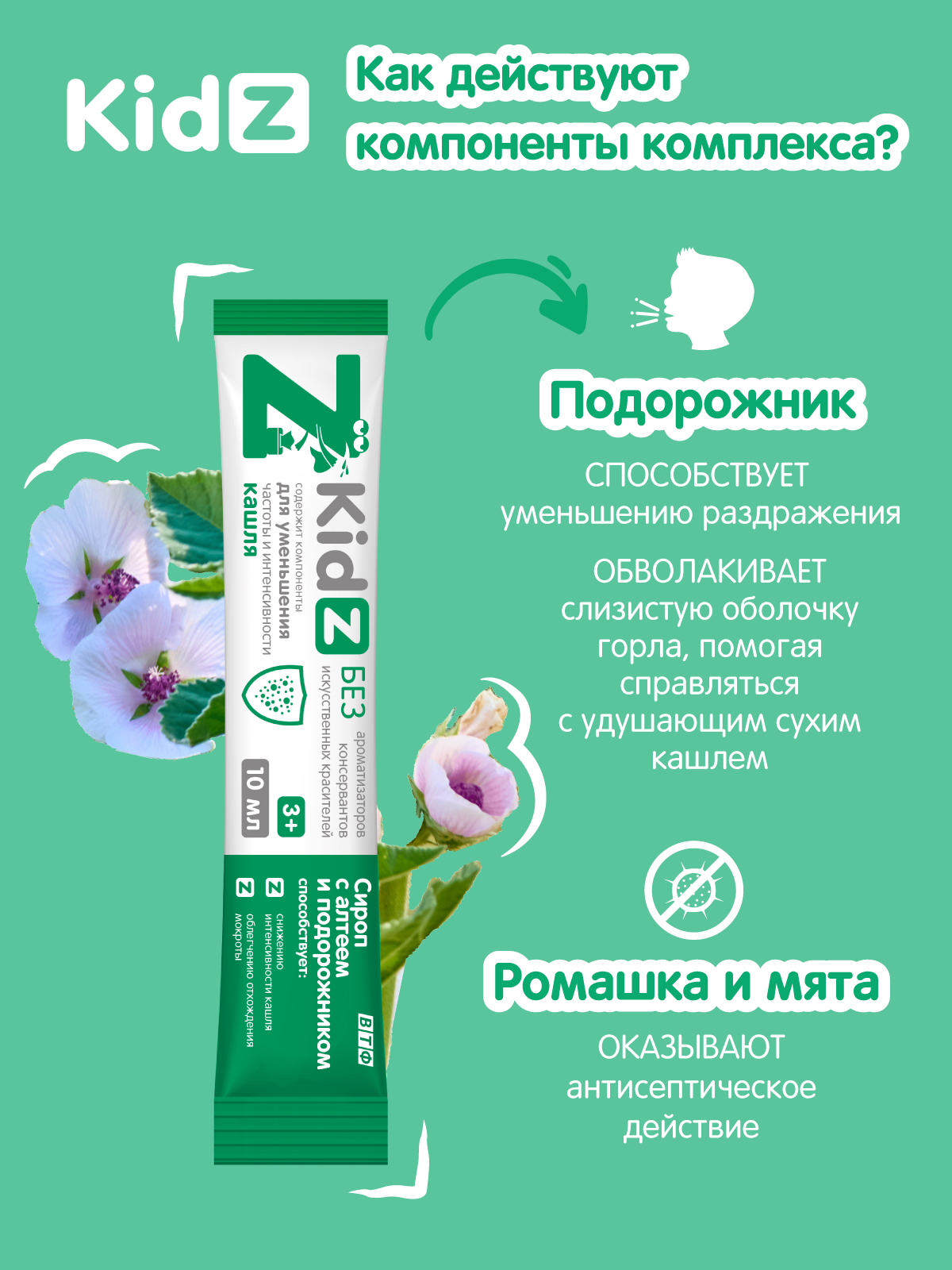 KidZ Сироп с алтеем и подорожником (стик) №10 - фото 2