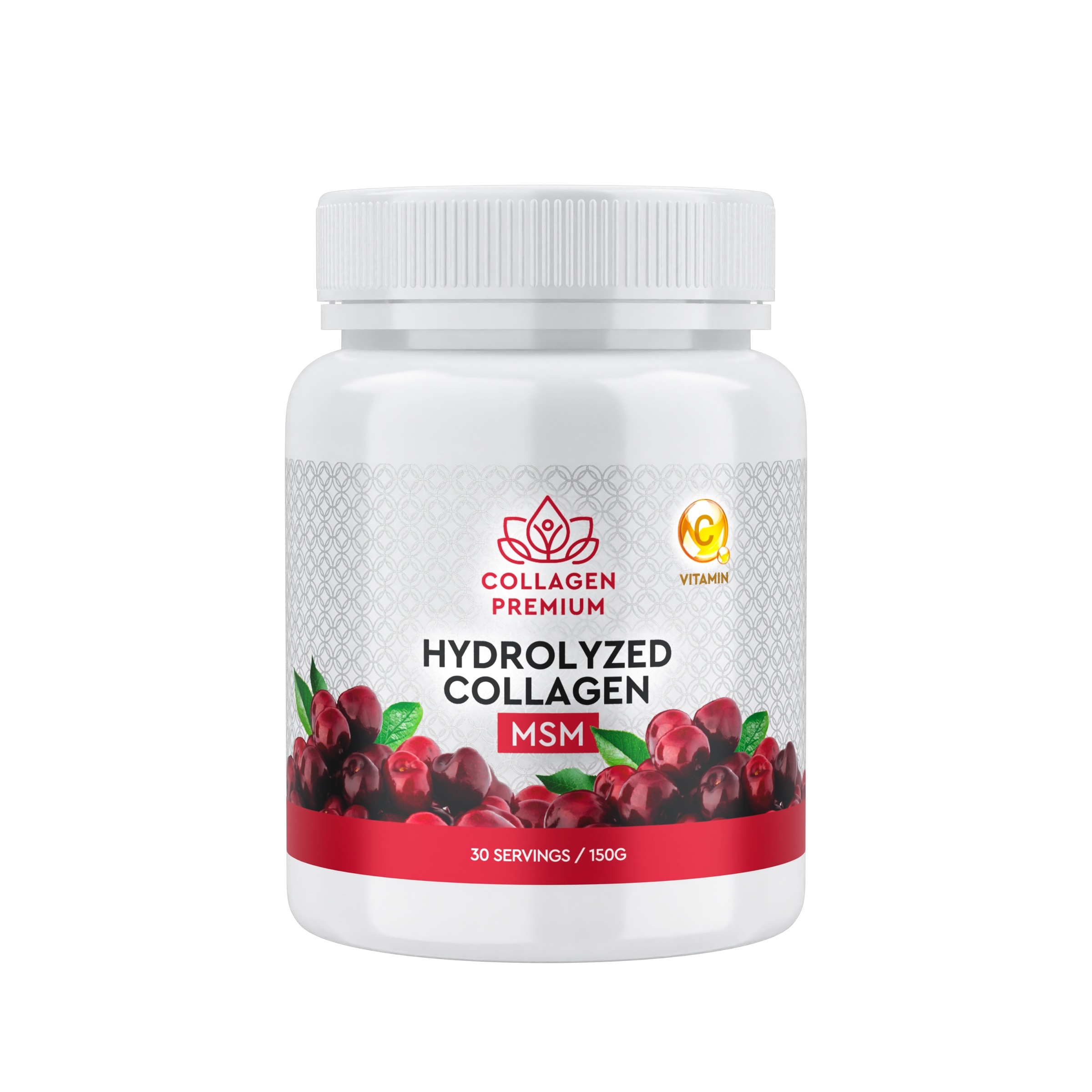 Коллаген пептидный в порошке COLLAGEN PREMIUM с MSM витамином С и соком вишни - фото 1