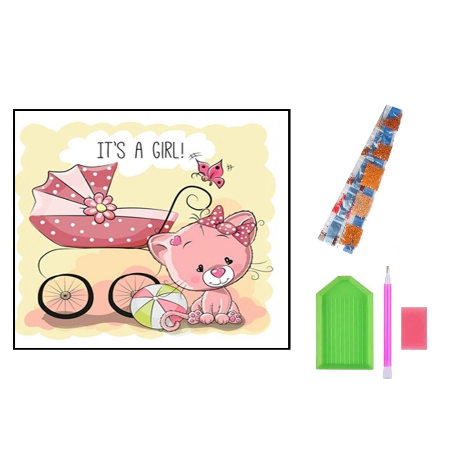 Алмазная мозаика Seichi Котёнок с коляской - фото 3