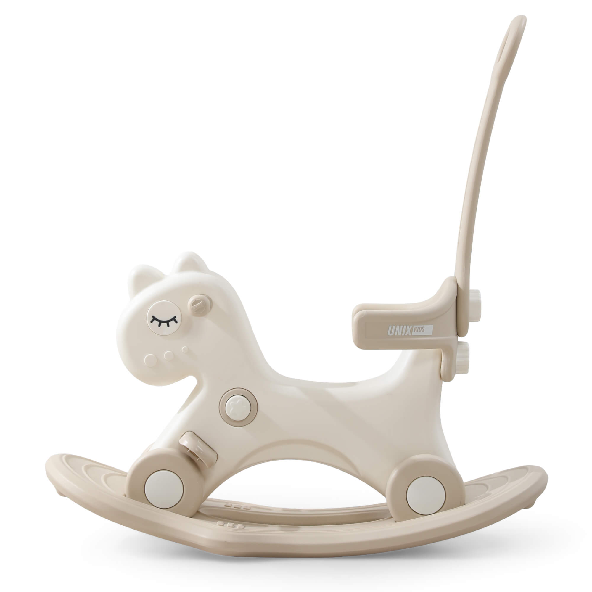 Каталка UNIX Kids Dino с ручкой бежевый - фото 11