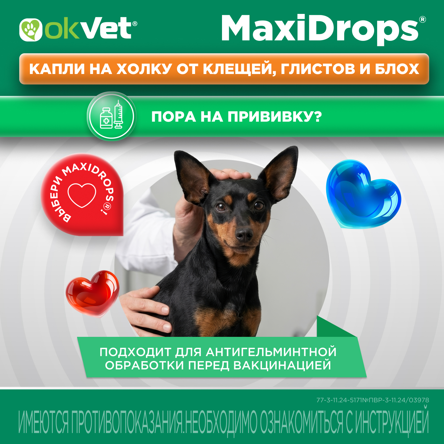 Препарат противопаразитарный для собак Okvet МаксиДропс от 2 до 5кг 1 пипетка 0.5мл - фото 8