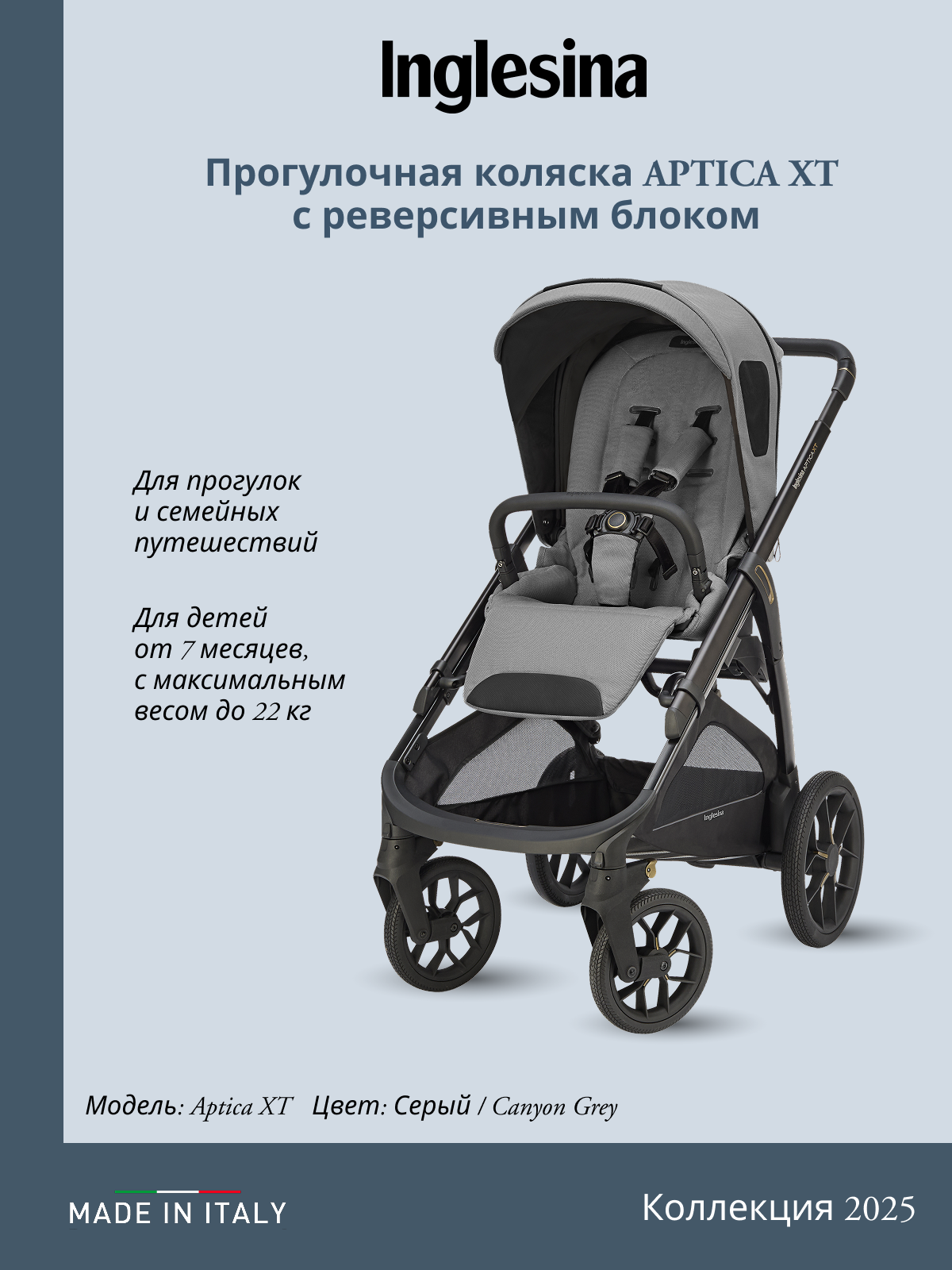 Коляска 2в1 Inglesina серый - фото 36