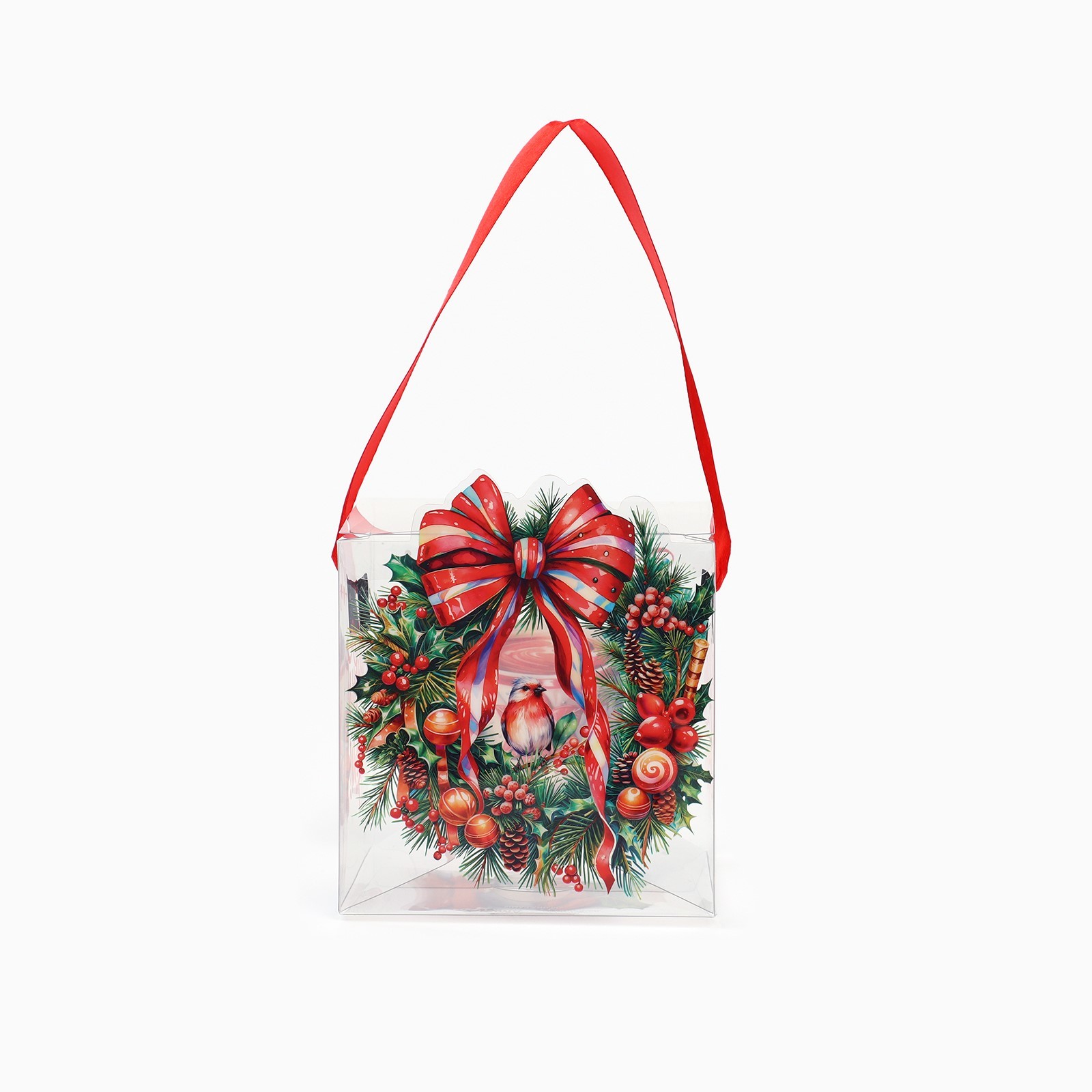 Подарочная коробка ПВС Дарите Счастье "Венок новогодний", 10 х 10 х 10 см - фото 3