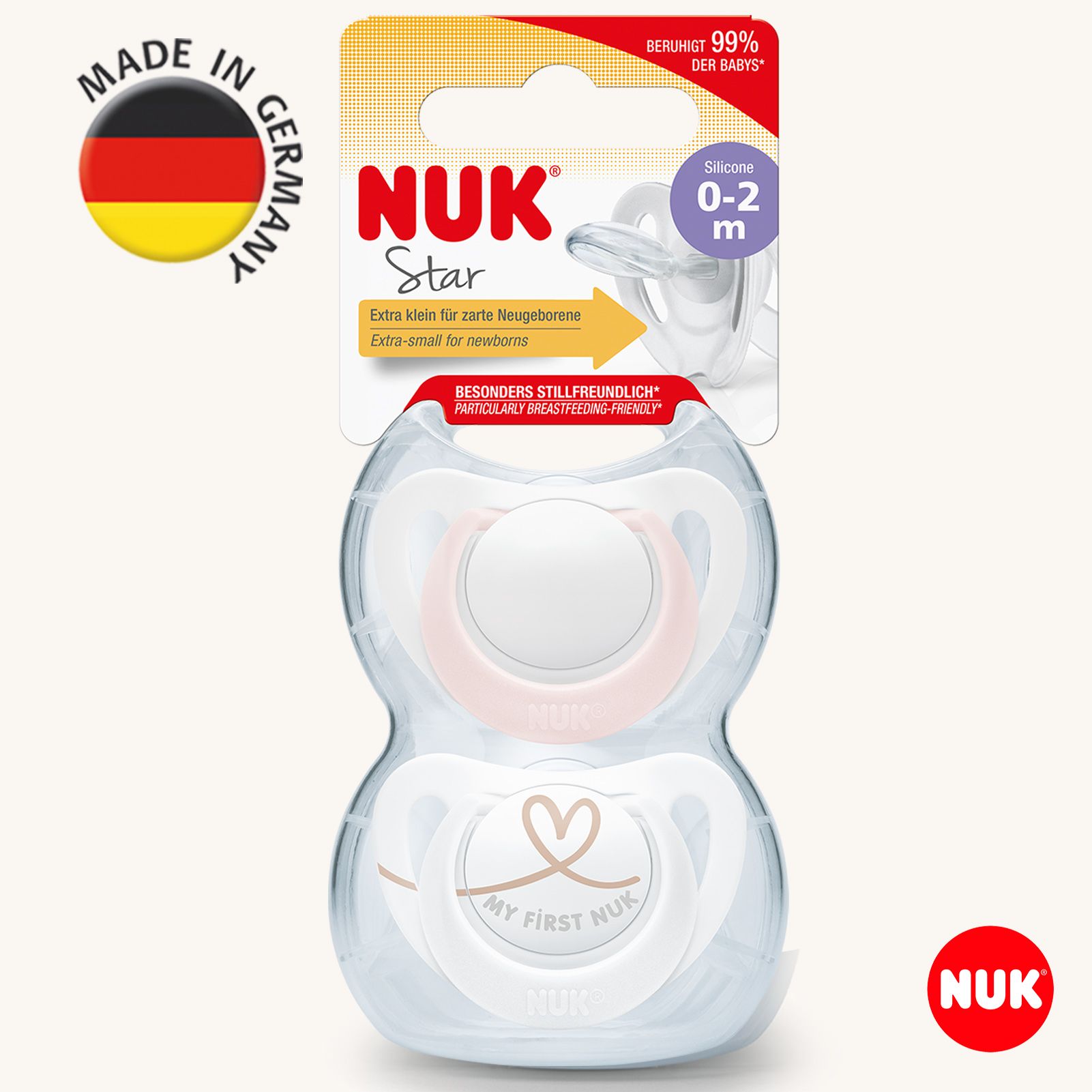 Пустышка Nuk силикон ортодонтическая от 0 мес. 2 шт. - фото 1