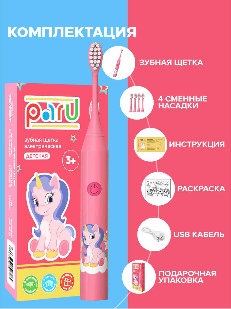Зубная щетка электрическая PARU - фото 2
