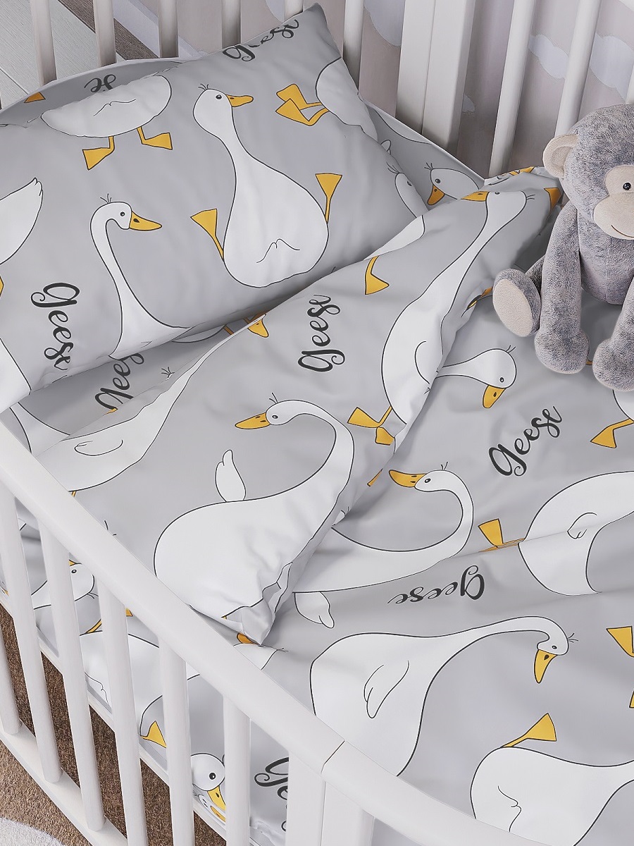 Комплект постельного белья Lemony kids в овальную кроватку Mario Серый 3 предмета - фото 2