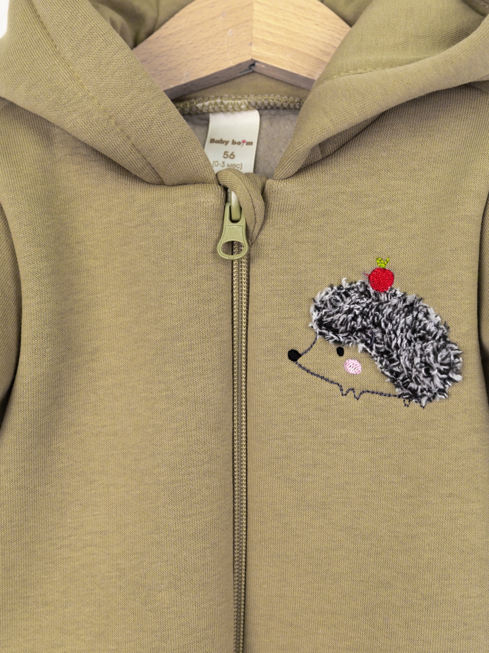 Комбинезон утепленный Baby boom К394/2-Ф аппликация ёжик светло-оливковый - фото 3