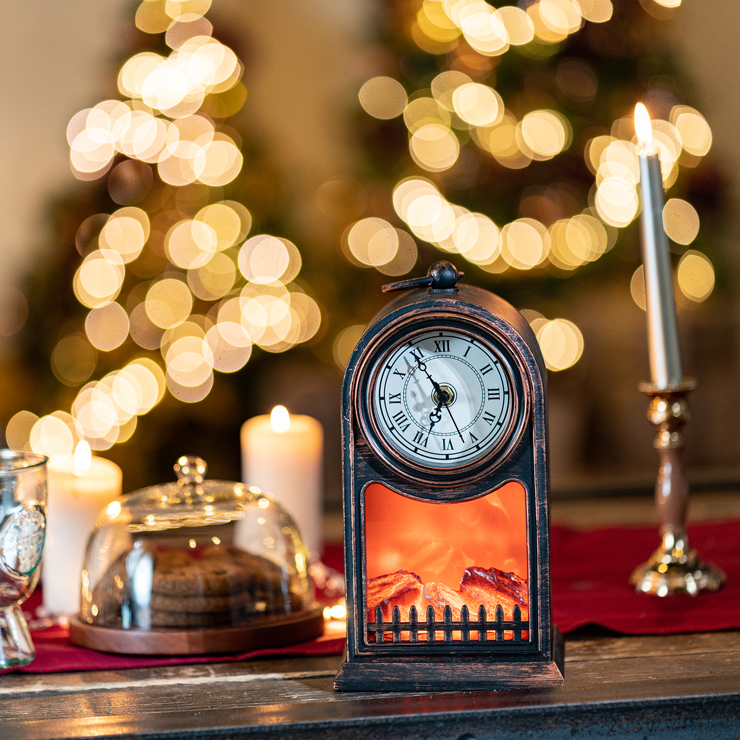 Светодиодный светильник NEON-NIGHT «Старинные часы» USB + батарейки с эффектом живого огня - фото 8