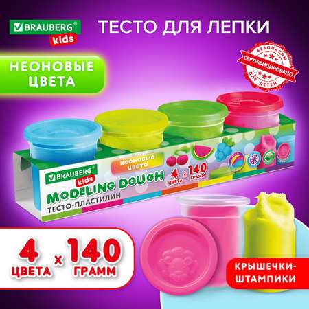 Тесто-пластилин Brauberg 4 цв.