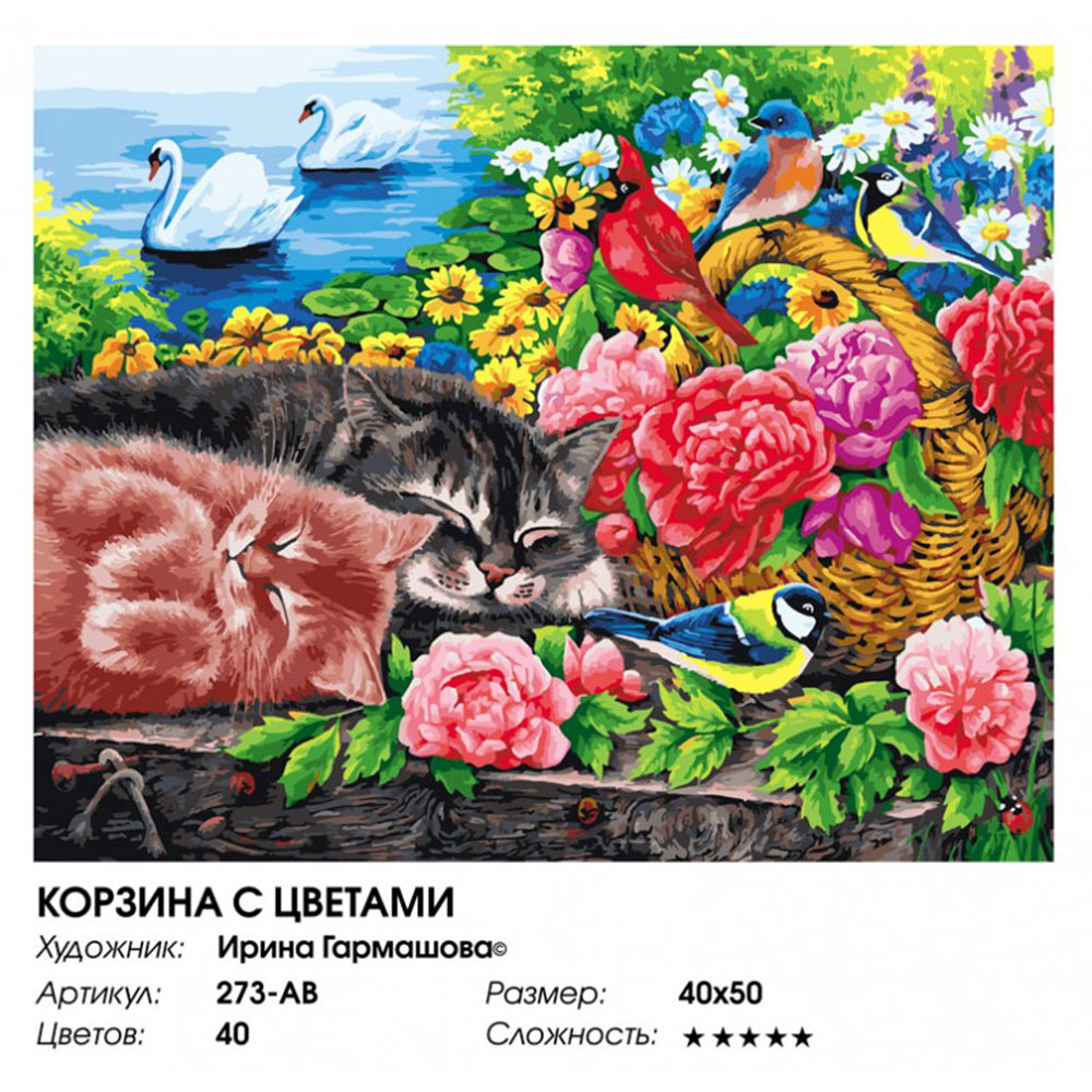 Картина по номерам Белоснежка Корзина с цветами - фото 8