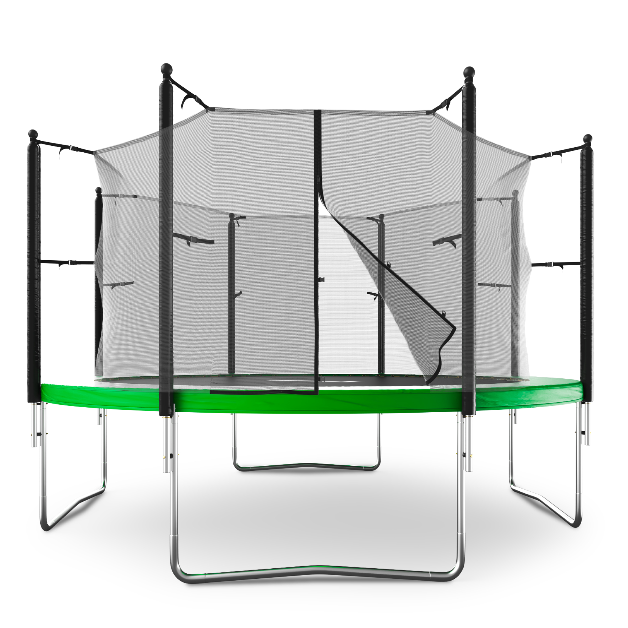Батут каркасный Simple 12 ft UNIX line Green с внутренней защитной сеткой общий диаметр 366 см до 150 кг - фото 17