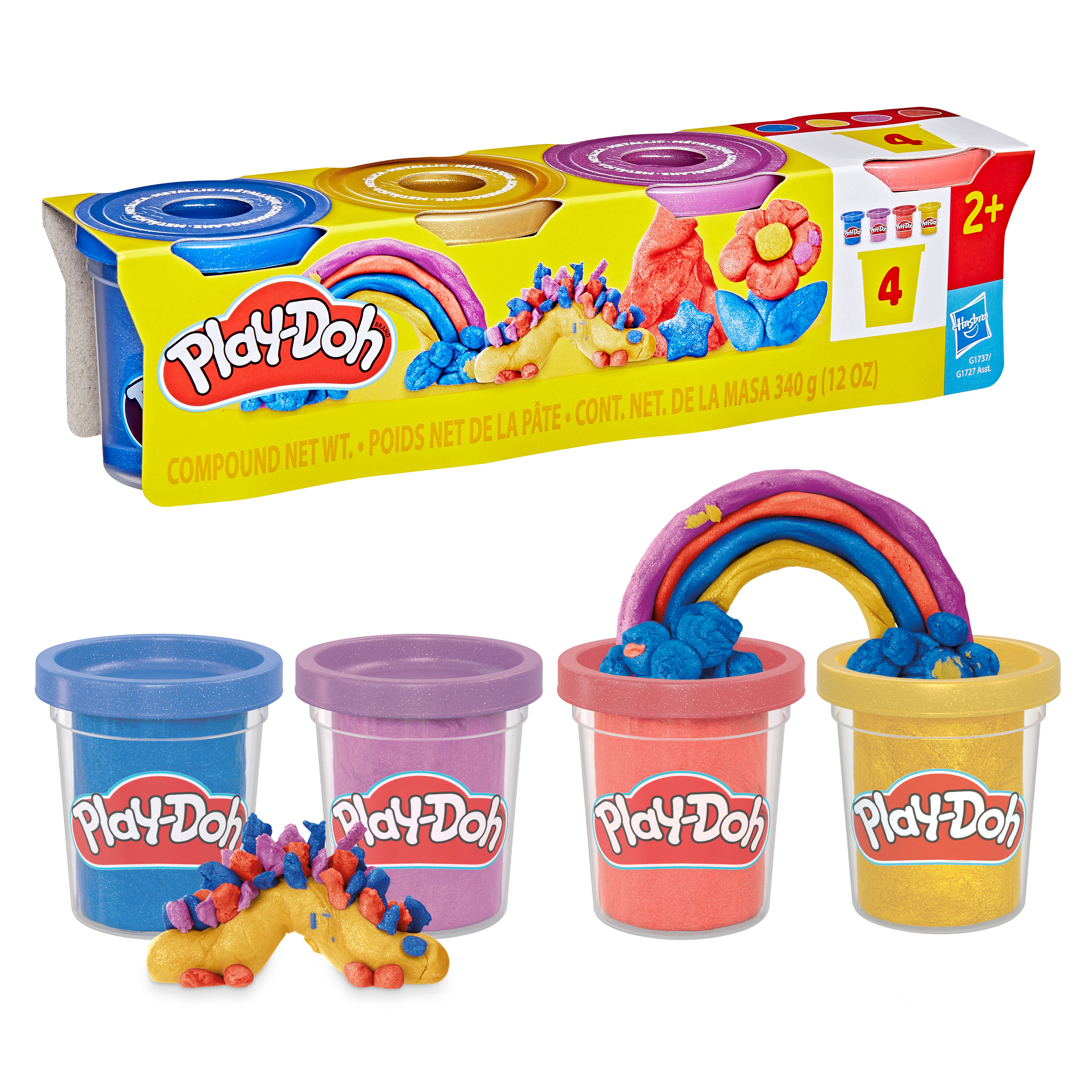 Масса для лепки Hasbro Play Doh Металлик 4шт - фото 1