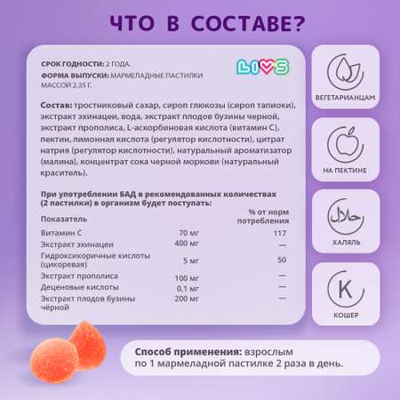 Комплекс LIVS витамины для иммунитета с витамином С