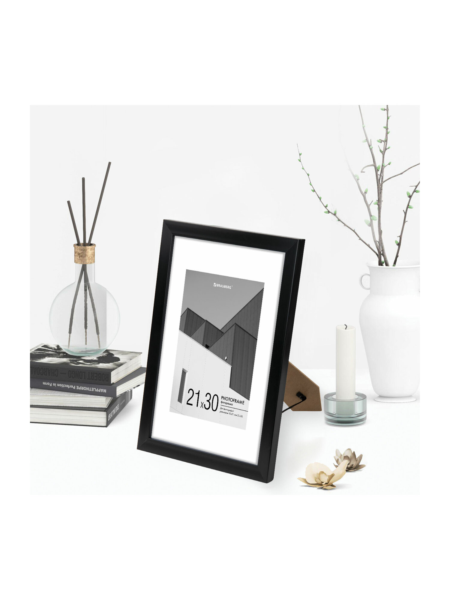 Фоторамка для фотографий Brauberg для картин и грамот А4 21х30 с паспарту А5 15х21 - фото 9
