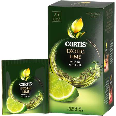 Чай зеленый Curtis Exotic Lime c ароматом лайма и цедрой цитрусовых 25 пакетиков